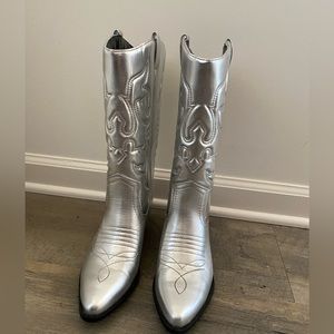 Silver Metallic Cowboy Boots